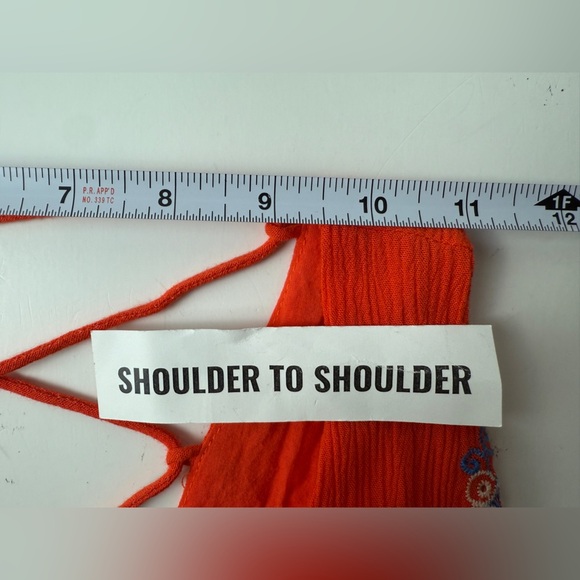 Miss Me Orange Sleeveless Shirt Dress Pockets Embroidered Women's Size M BOHO - Picture 10 of 12